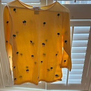 Talbots Kids Long Sleeve Shirt - Yellow with Palm Trees
